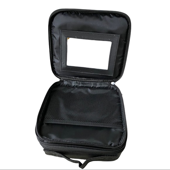 ⭐️ 2-Layers Travel Makeup Bag,Cosmetic Case Organizer with Mirror,Shoulder Strap - Picture 12 of 15